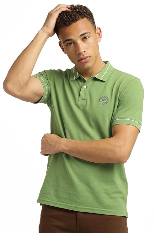 Peter England Men's Regular Fit Insignia Half Sleeve Polo T-Shirt | Cotton Rich | Premium Pique Weave