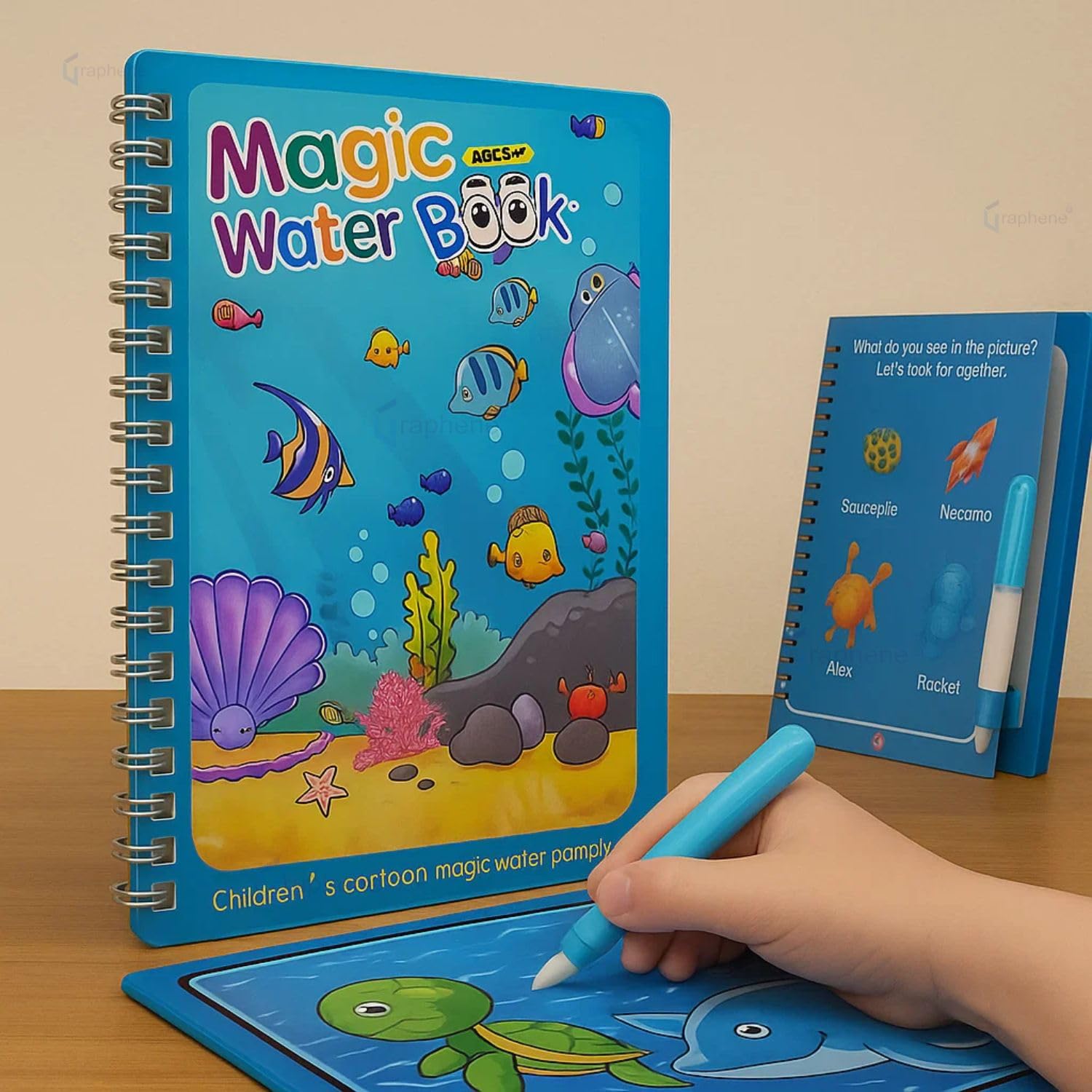 Graphene Magic Water Coloring Book, Educational Fun & Bonding Time for Kids, Reusable, Mess-Free Art with Quick Dry Technology, Promote Fine Motor & Drawing Skills, Ideal Travel