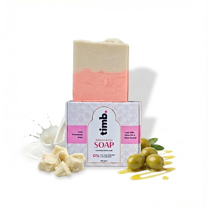 Timb Goat Milk Bath Soap Bar | Handmade Cold Processed Bathing Soap | With Shea Butter, Olive & Coconut Oil | Deep Hydration & Nourishment