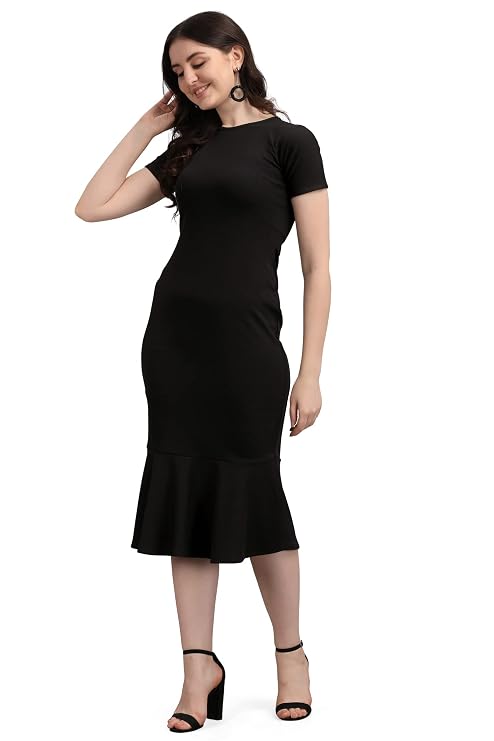 PURVAJA Women’s Bodycon Midi Dress(Ruby-001-to-008)