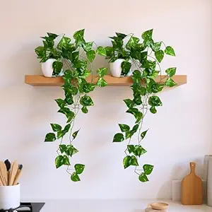 fancymart Artificial Petunia Flower Falling Leaves in Small Pot, 45 cm Height, Home Décor for Wall Shelves & Indoor Spaces