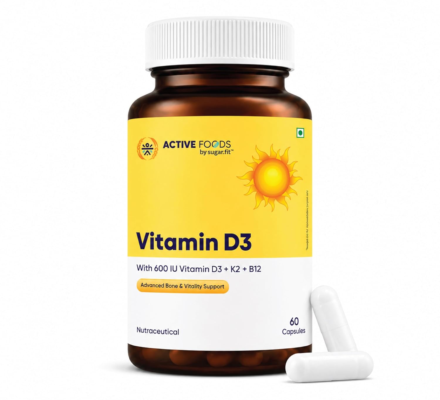 Sugar.fit Vitamin D3 K2 Supplement with Vitamin B12