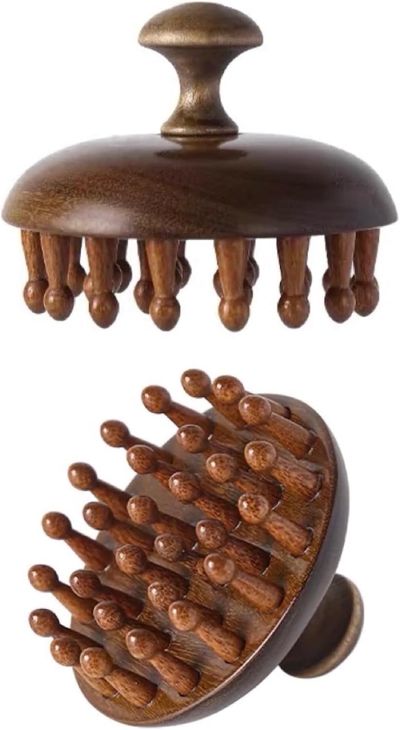 Flavoma Natural Wood Tooth Hair and Scalp Massager Comb | 28 Teeth Massage Comb | Stress Relief & Detox Shampoo Brush, Wet and Dry for Reduces Dandruff and Stimulates Hair Growth | Multifunctional Meridians Scalp Massager