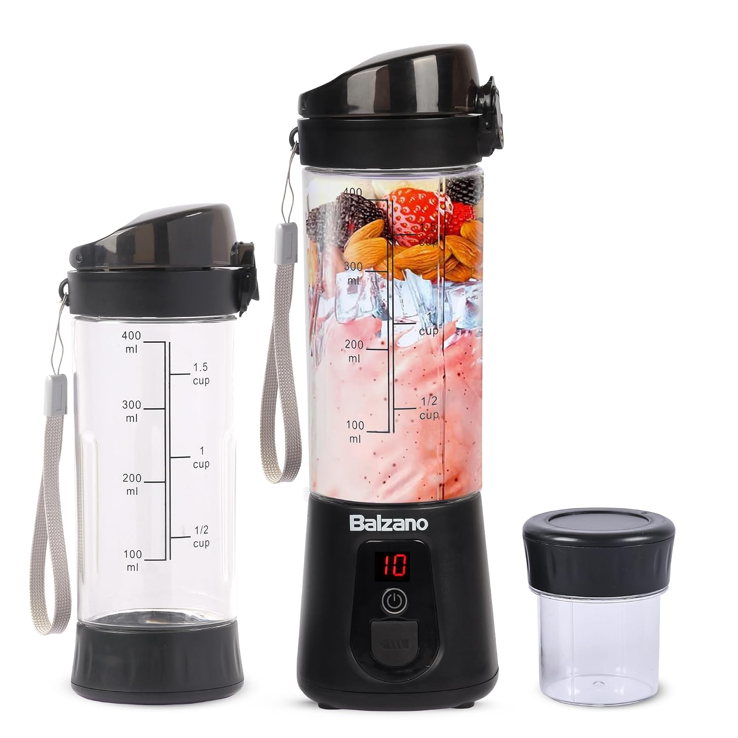 Balzano Portable Blender - Wireless Travel Blender for Smoothies, Juices & Baby Food - Crush Ice, Black