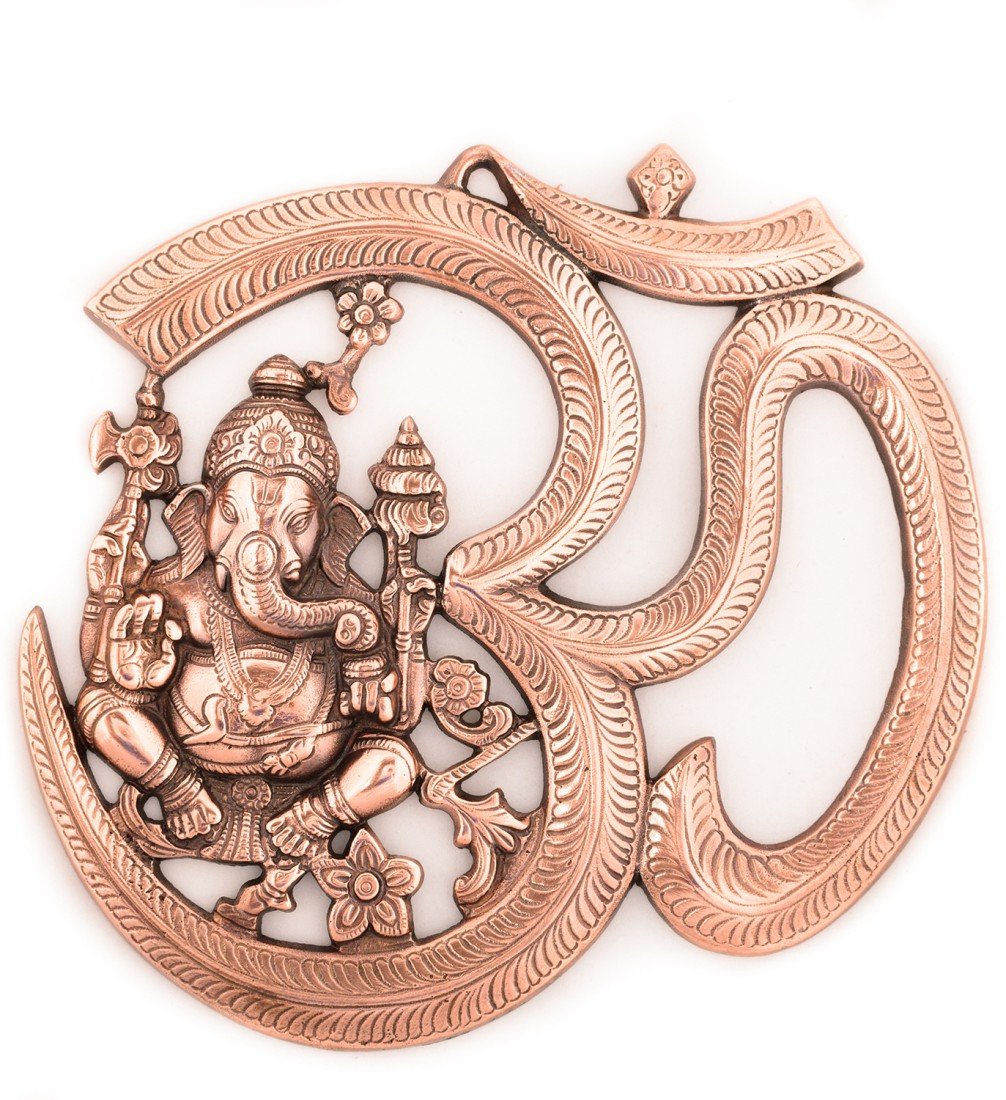 eCraftIndia Golden Metal Sun Decorative Ganesha Wall Hanging | Lord Ganesha Statue Wall Art- Decorative Showpiece for Wall Decor