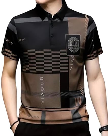 AUSK Men Printed Polo Neck Cotton Blend T-Shirt
