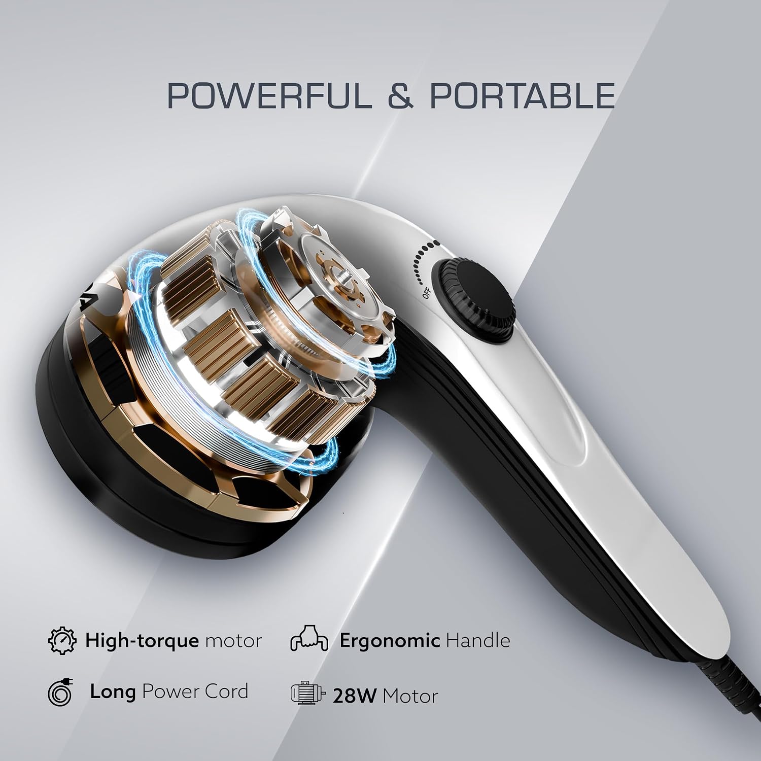 AGARO Atom Plus Electric Handheld Full Body Massager, 4 Massage Heads