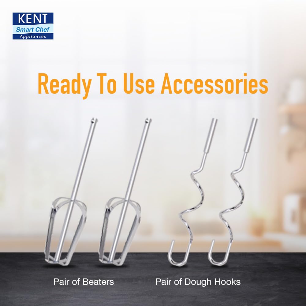 KENT 150W, 5 Speed Control, Copper Motor, Multiple Beaters, Overheating Protection, Food Grade Plastic Body Hand Blender (White)