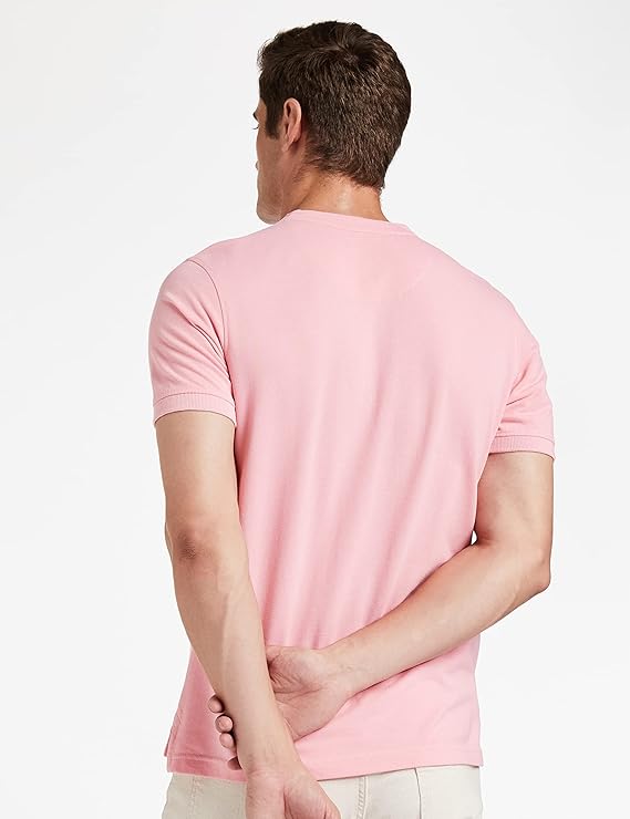 Amazon Brand - Symbol Men's Cotton Rich Polo T Shirt | Mandarin Collar Tshirts | Half Sleeves | Plain - Regular Fit (Available in Plus Sizes)