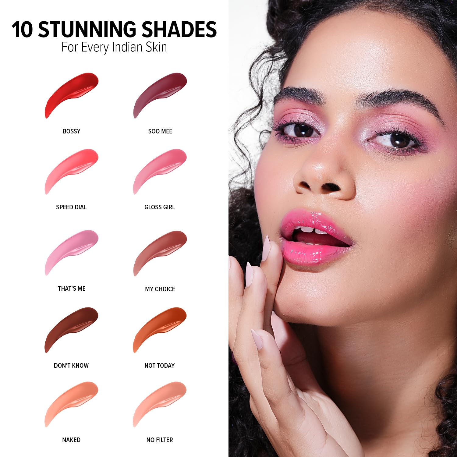 MILA BEAUTÉ Gloss Girl Lip Gloss|Enriched With Mango Seed Butter & Hyaluronic Acid |Light Weight & Non-Sticky Formula|Gives Fuller-Lip Effect & Extra Hydration