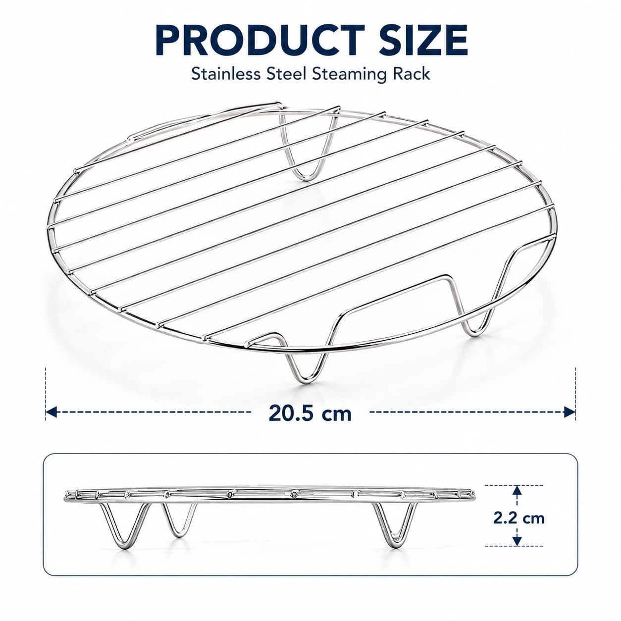 Sulfar Round Cooking Rack, Baking Cooling Steaming Grilling Rack Stainless Steel, Fits Air Fryer/Stockpot/Instant Pot/Pressure Cooker/Round Cake Pan, Oven & Dishwasher Safe