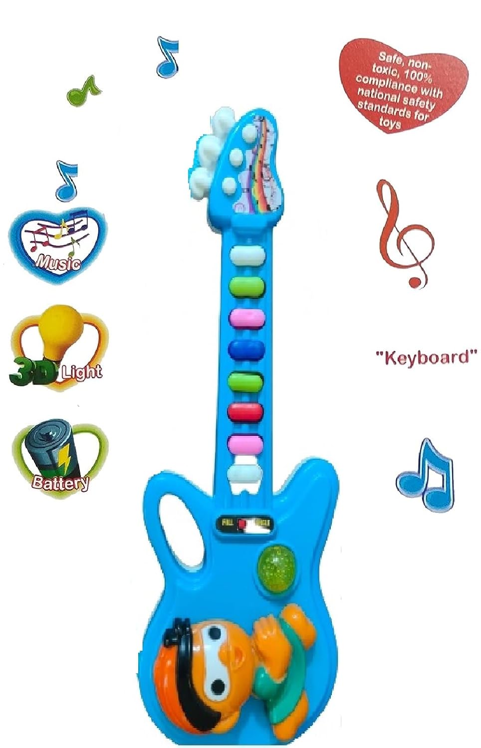 VGRASSP Mini Rocking Toy Guitar for Children - Kids Handheld Musical Electronic Guitar - Plays Music & Electric Sounds - Gift for Girls & Boys