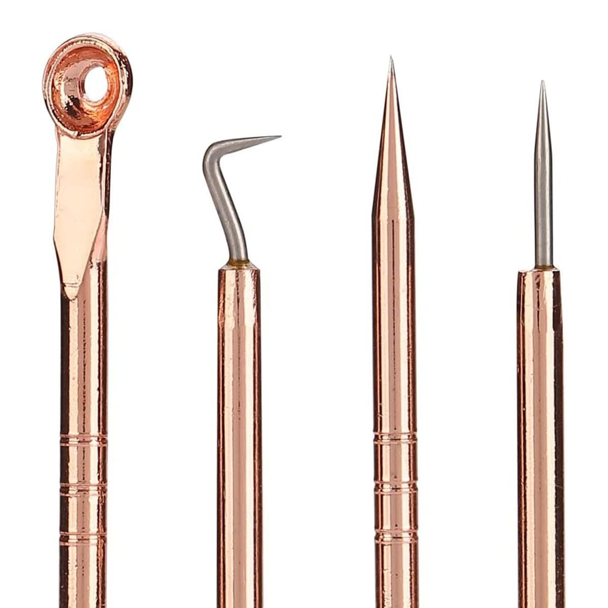 Pink Line Blackhead Remover Tool Kit - 4 in 1 Acne and Pimple Removal Tool - Nose & Face Blackheads Remover