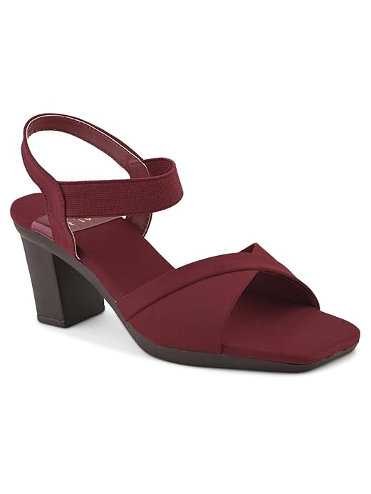 XE Looks Women's Elegant Heels | Block Heel Sandals with Stretchable Straps | Lightweight & Durable | Comfortable Cushioned Sole Heels For Girls & Women