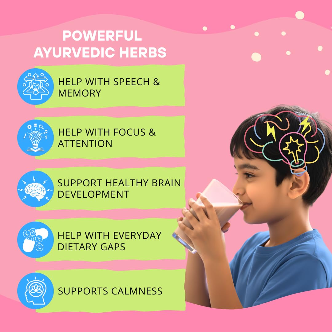 BRAINIFY by BetterHerbs Nutrition Drink Powder Chocolate - 325g | 2-16 Years | No Refined Sugar | 7 Herbs + Millets + Nuts | 23 Essential Nutrients | Brahmi + Shankhpushpi + Vacha