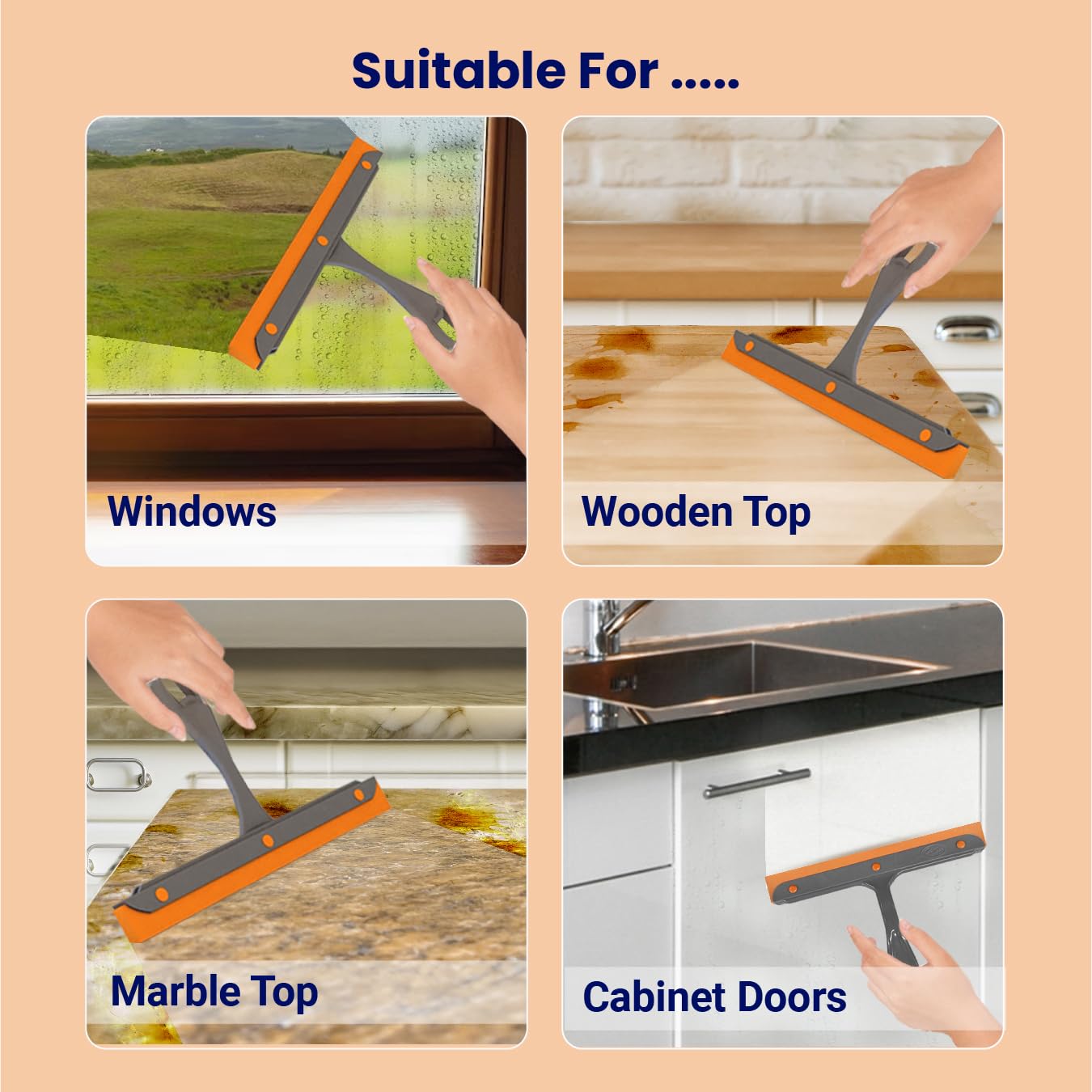 Chakaachak Mini Kitchen Squeegee for Glass and Counter Surface Cleaning