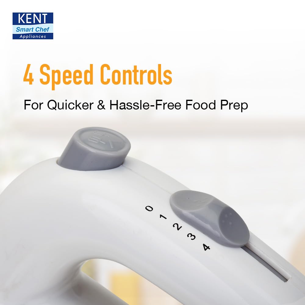 KENT 150W, 5 Speed Control, Copper Motor, Multiple Beaters, Overheating Protection, Food Grade Plastic Body Hand Blender (White)