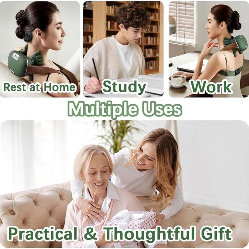 Bionic Heated Massager, Wireless Portable Shiatsu Neck and Back Massager, Electric Deep Tissue 4D Kneading Massage, Simulated Human Hand Design for Pain Relief and Muscle Relax (Massager)
