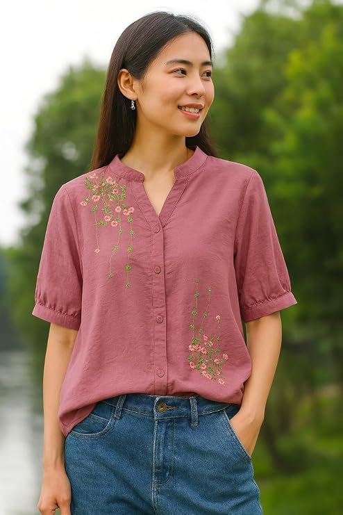 LITZO Shirts for Women - Korean Style Long Sleeve Button Down | Regular Fit Western Latest Stylish Office Wear Tops Women (NO-98-101)