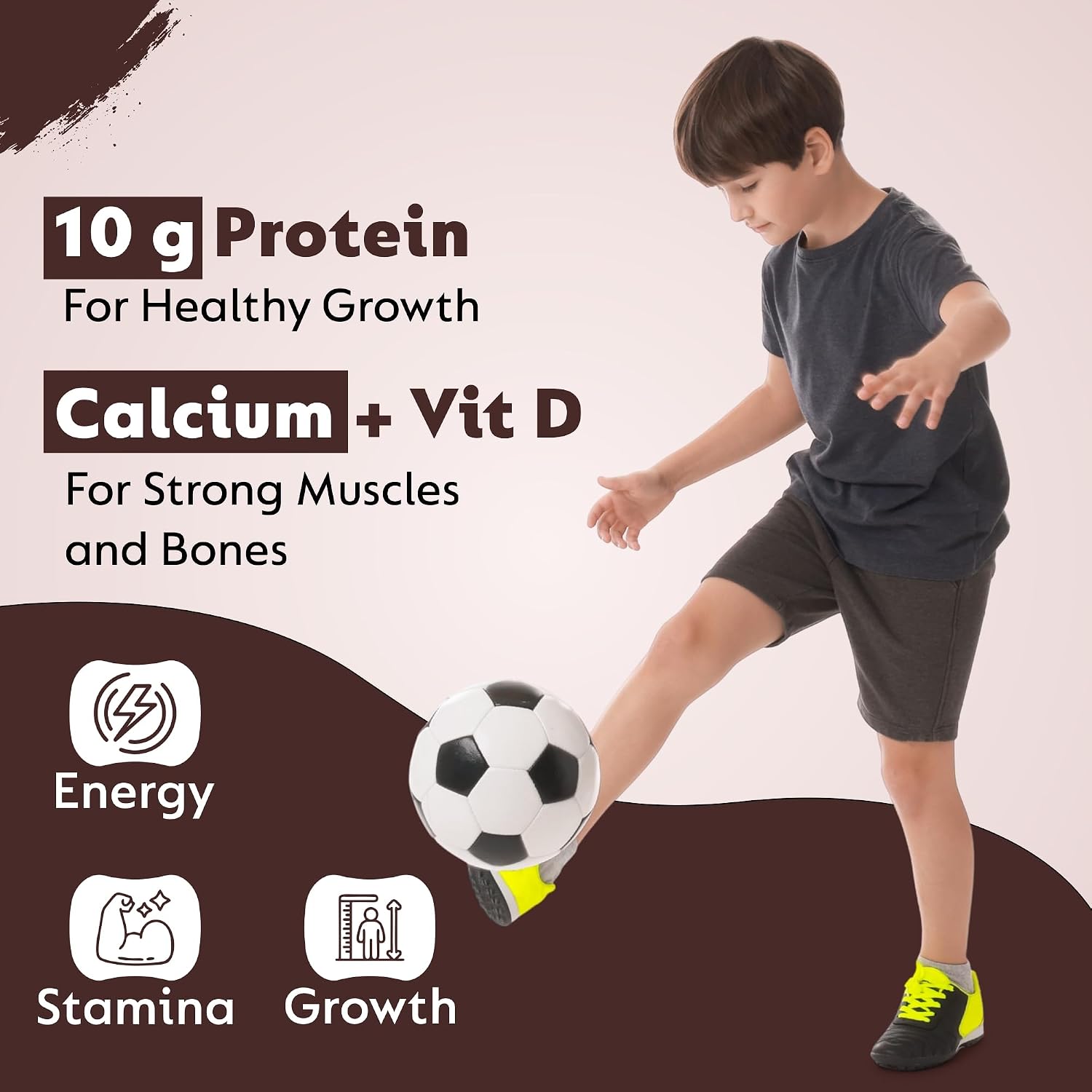 KidVediks Kids Nutrition Drink Mix Ages 13+ (350g) | Protein Powder for kids | 10g Protein/Serving | Health Drink | 23 Vitamins & Minerals |DHA, Calcium, Zinc | | Chocolate Flavour Nutrition Drink Powder