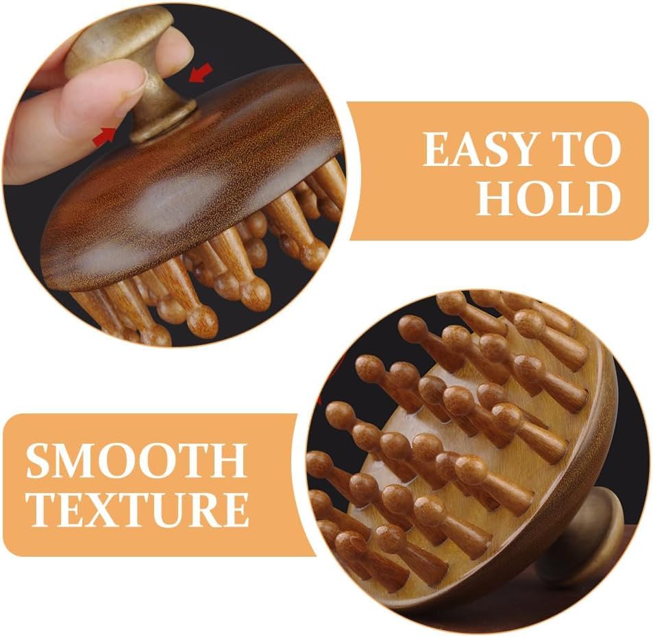 Flavoma Natural Wood Tooth Hair and Scalp Massager Comb | 28 Teeth Massage Comb | Stress Relief & Detox Shampoo Brush, Wet and Dry for Reduces Dandruff and Stimulates Hair Growth | Multifunctional Meridians Scalp Massager