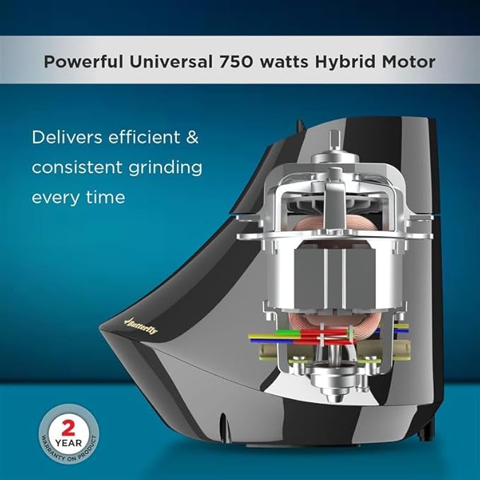 Butterfly Smart 750 Watts Mixer Grinder with 4 Jars | 3 Stainless Steel Jars & 1 Juicer