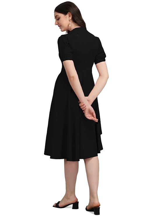 PURVAJA Women’s High-Low Knee Length Dress(Ruby-062-to-069)
