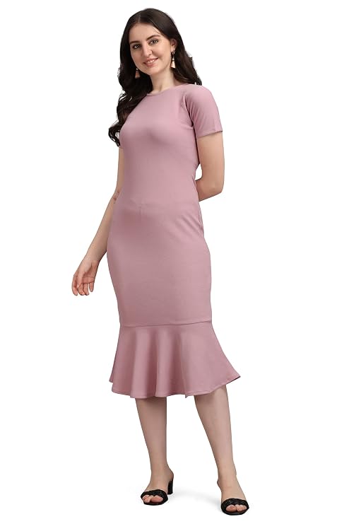 PURVAJA Women’s Bodycon Midi Dress(Ruby-001-to-008)