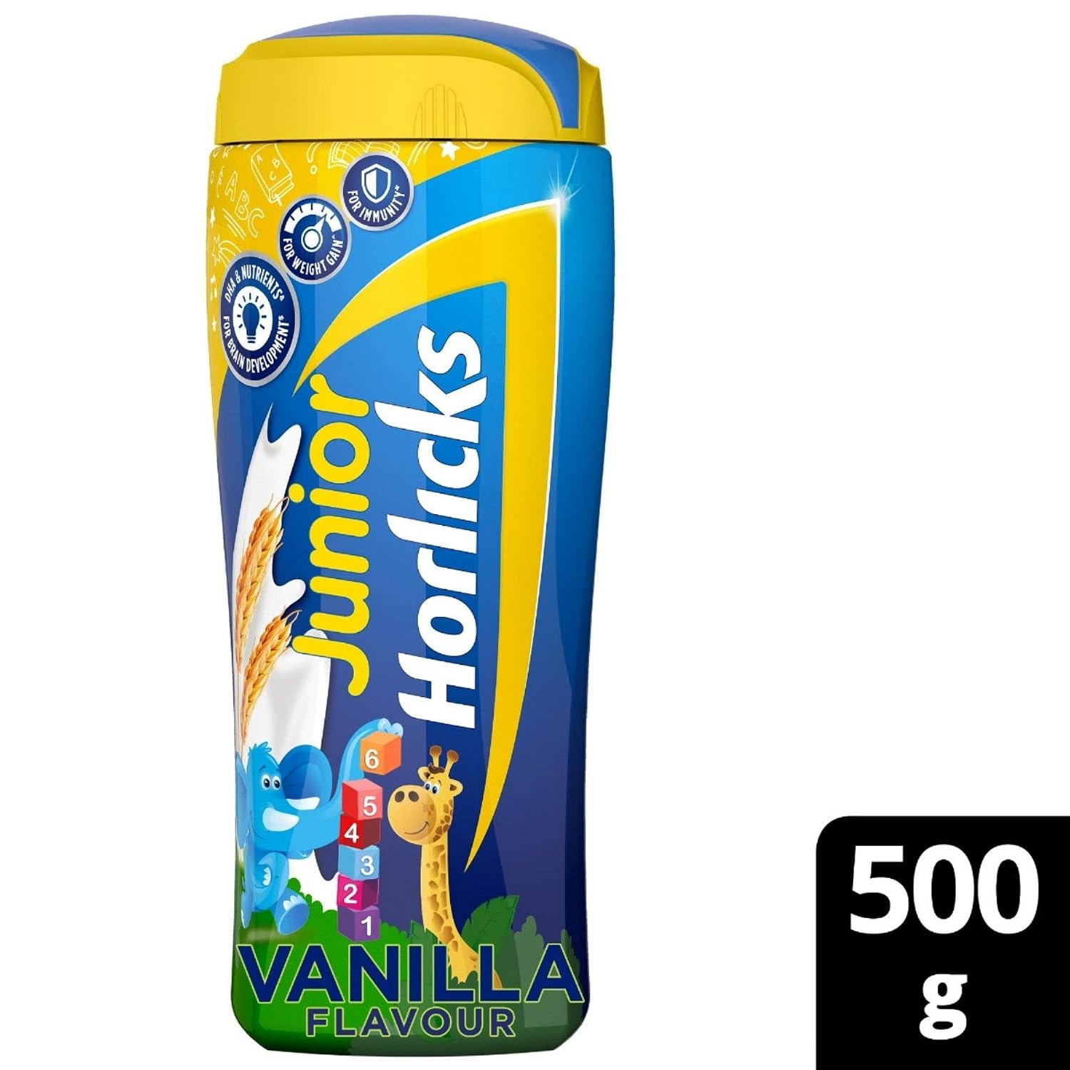 Junior Horlicks Nutrition Drink 500g, Vanilla, Nutrition for Toddlers & Young kids (2-6 years) for Supporting Growth