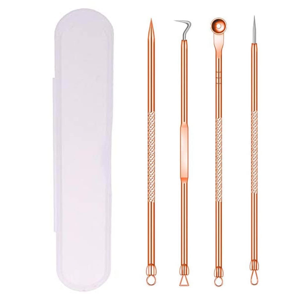 Pink Line Blackhead Remover Tool Kit - 4 in 1 Acne and Pimple Removal Tool - Nose & Face Blackheads Remover