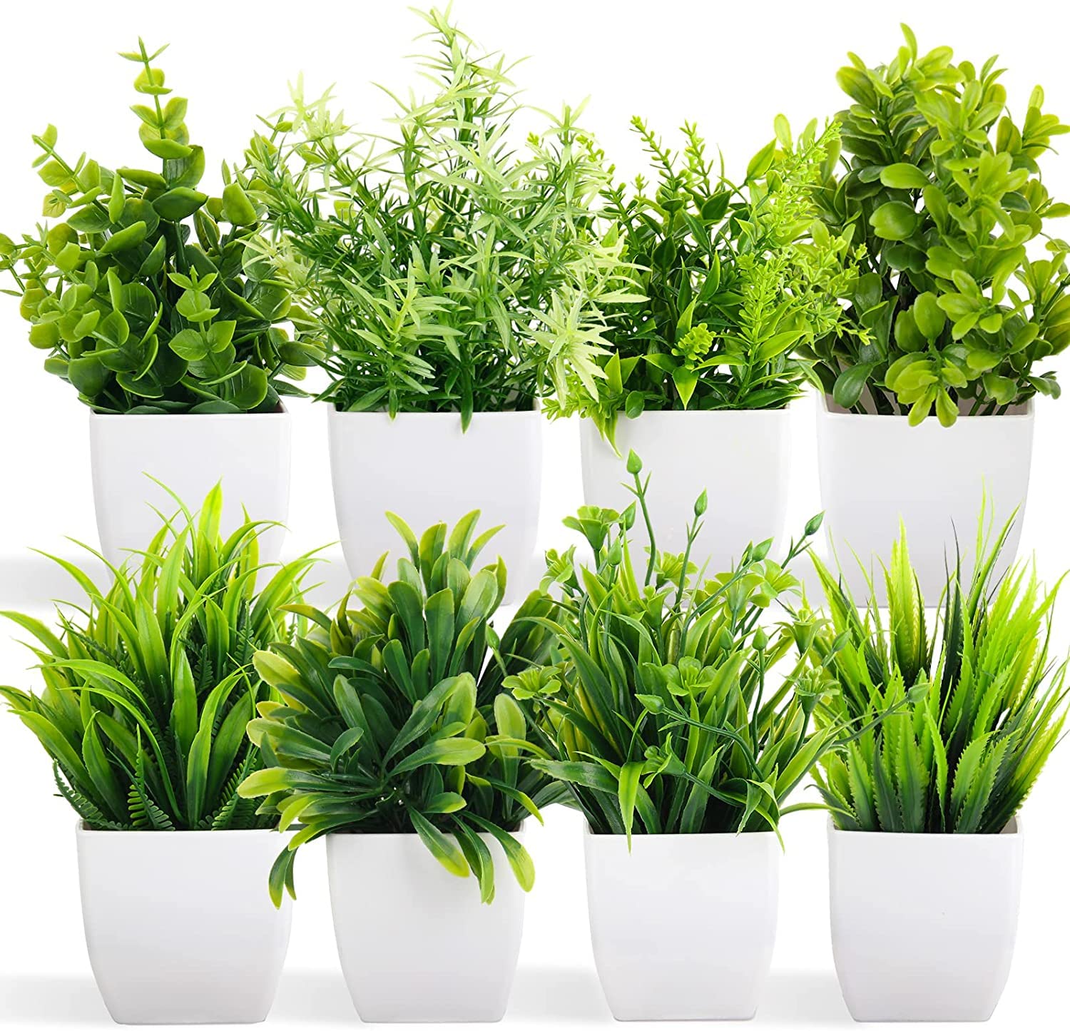 Dekorly Artificial Potted Plants, Artificial Plastic Eucalyptus Plants Small Indoor Potted Houseplants