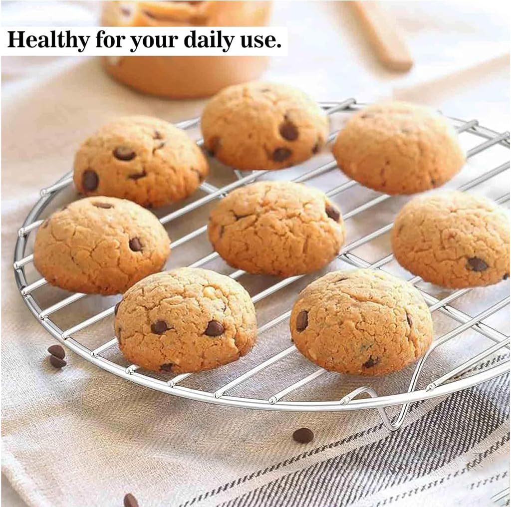 Sulfar Round Cooking Rack, Baking Cooling Steaming Grilling Rack Stainless Steel, Fits Air Fryer/Stockpot/Instant Pot/Pressure Cooker/Round Cake Pan, Oven & Dishwasher Safe