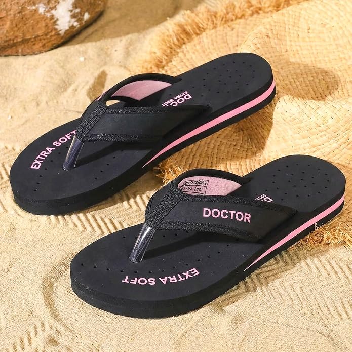 DOCTOR EXTRA SOFT Doctor Slippers for Women Orthopedic Diabetic Pregnancy Non Slip Lightweight Comfortable Flat Casual Stylish DR Chappals and House Flip flops For Ladies & Girl’s D-22