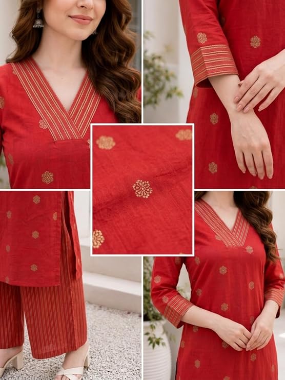 Celary Women's Kurtas & Kurtis|Printed Straight Kurti with Palazzo Pants|Ethnic Kurti Set for Woman