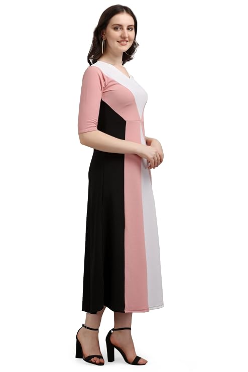 Purvaja Women's Geometric Half Sleeve Maxi Dress