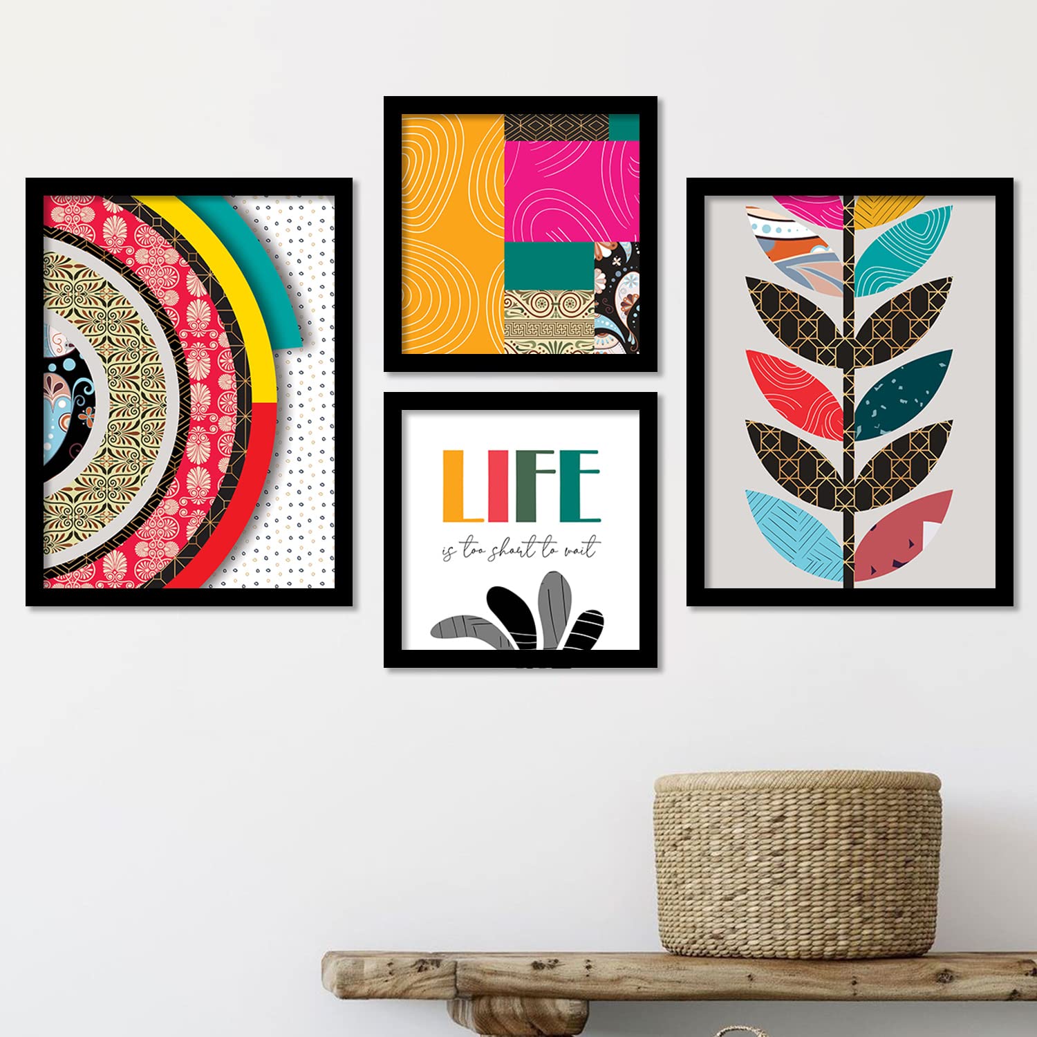 kotart Minimal Colorful Abstract Modern Art Wall Painting with Frame for Living Room Bedroom Hall Office