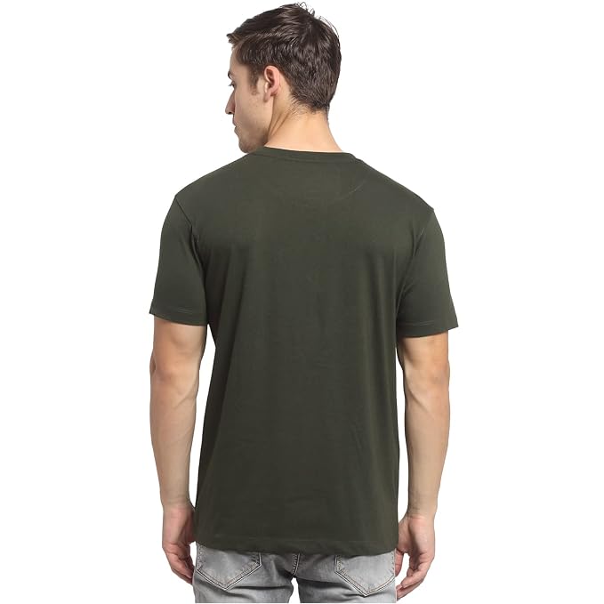 Cantabil Men Green Cotton Blend Round Neck Half Sleeve Printed T-Shirt (MTSH00004-GREEN-N)