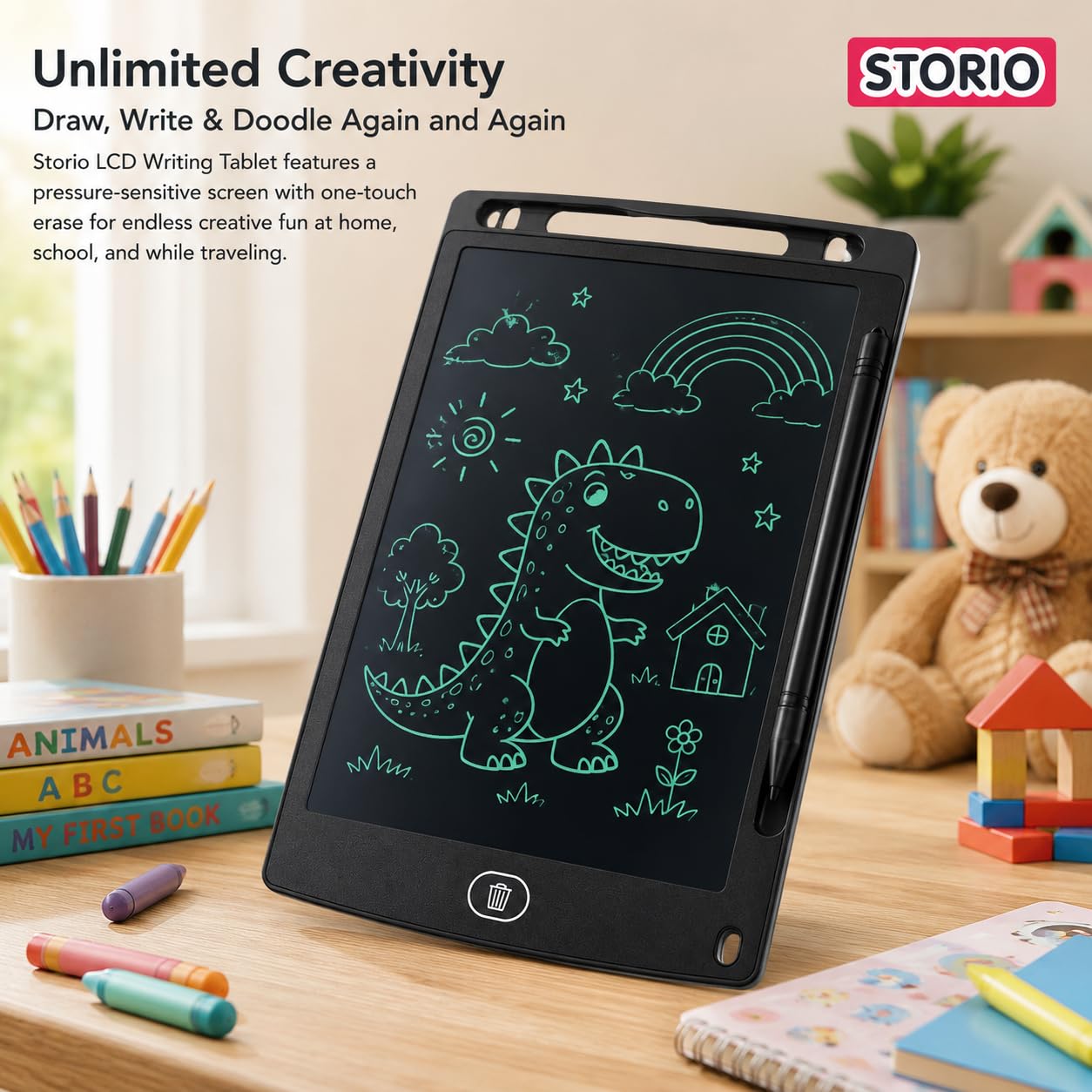 Storio Kids Toys LCD Writing Tablet 8.5Inch E-Note Pad Best Birthday Gift for Girls Boys, Multicolor