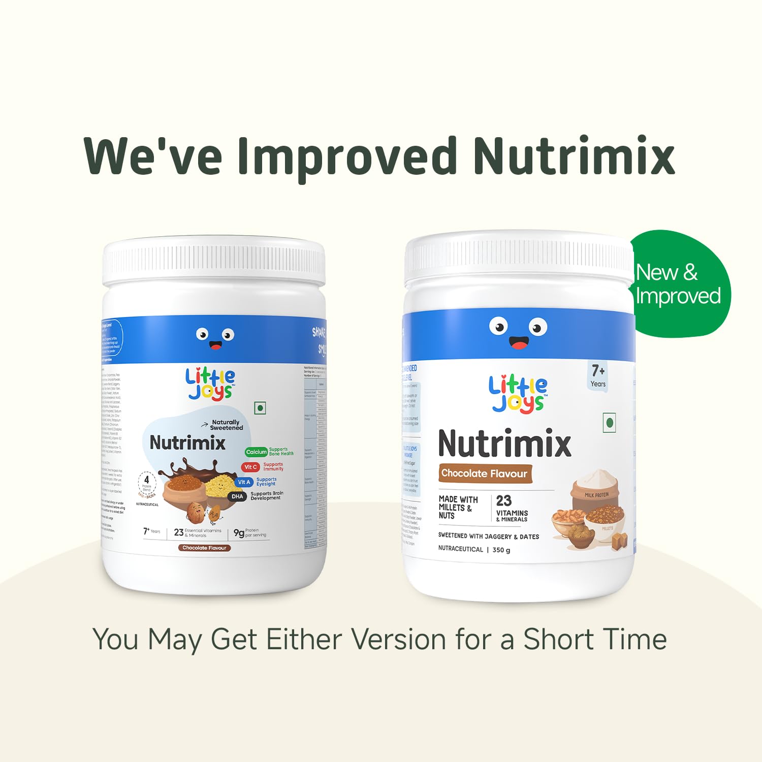 Little Joys Chocolate Nutrimix 7+ (350g) | 7-12 Years | Naturally Sweetened with Dates & Jaggery | With 23 Essential Vitamins & Minerals | 9g Protein per Serving
