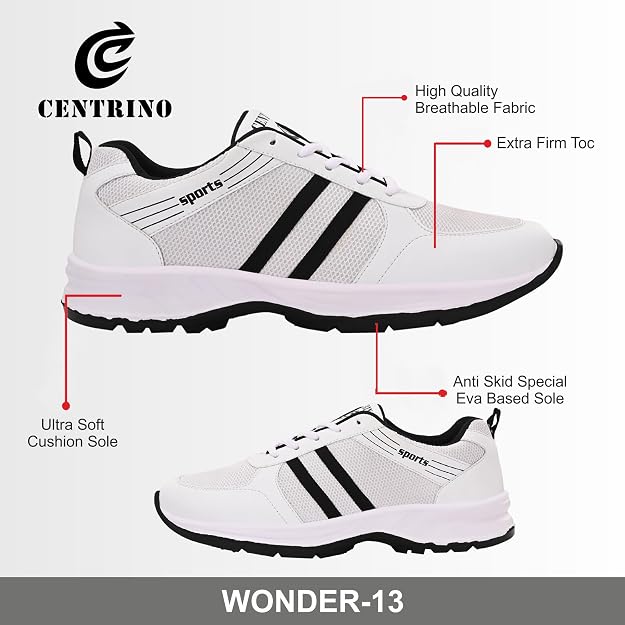Centrino Men's Sneaker Shoes Stylish | Shoes for Man Casual Sports | Lightweight Breathable Lace-Up Walking Shoes with Cushioned Insole | Comfortable Anti-Skid Canvas Sneakers for Men | Mens Shoes