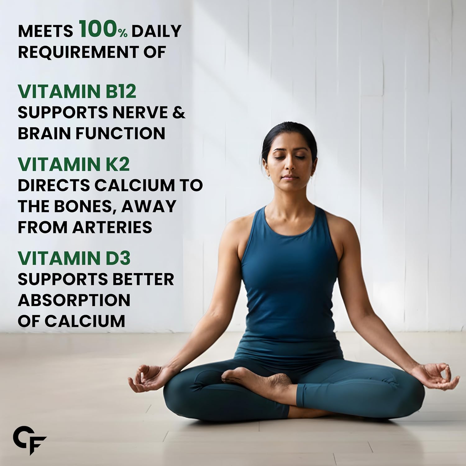 Carbamide Forte Veg Calcium And Vitamin D3 Tablets | Calcium Tablets For Women & Men | Magnesium Zinc Supplement With Vitamin D3 + K2 MK7 To Support Bones Health, Joints & Immunity - 60 Tablets