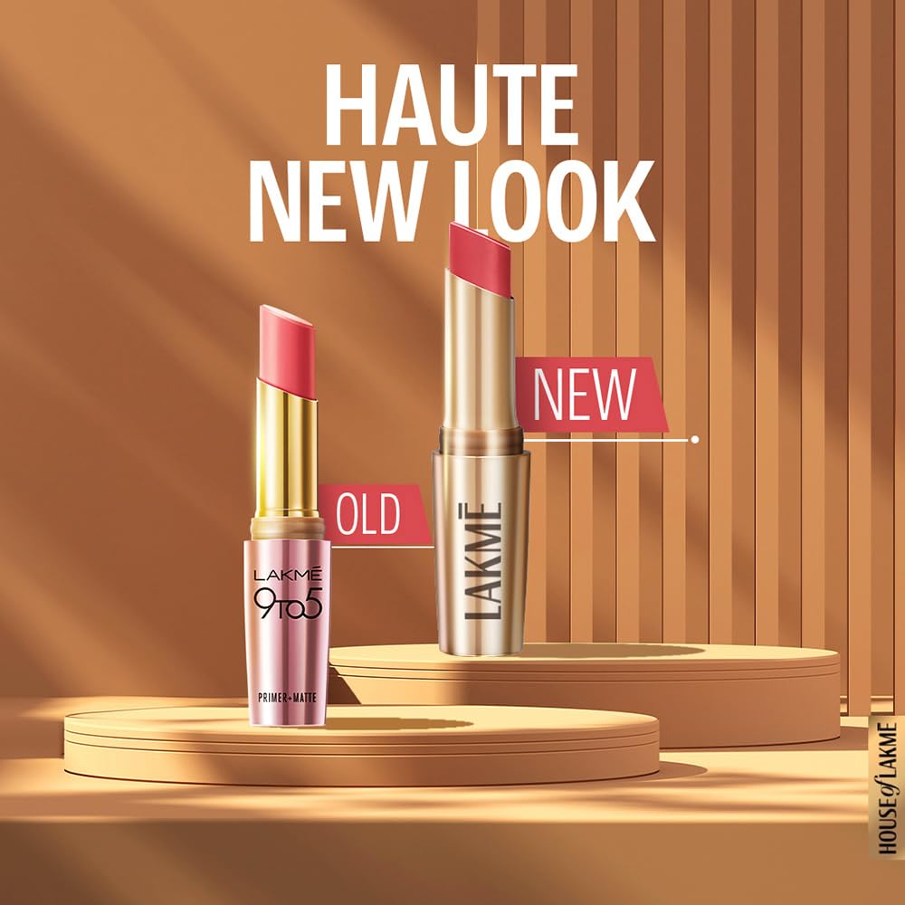 LAKMÉ LAKM Lakme Powerplay Priming Matte Lipstick, Smooth Finish, Lightweight Smudgeproof, Lasts 16hrs, Hydrates Lips,, Roseatte Red, 3.6g | Red