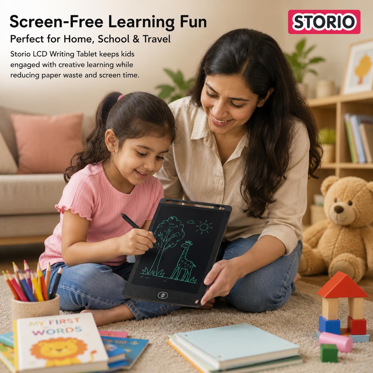 Storio Kids Toys LCD Writing Tablet 8.5Inch E-Note Pad Best Birthday Gift for Girls Boys, Multicolor