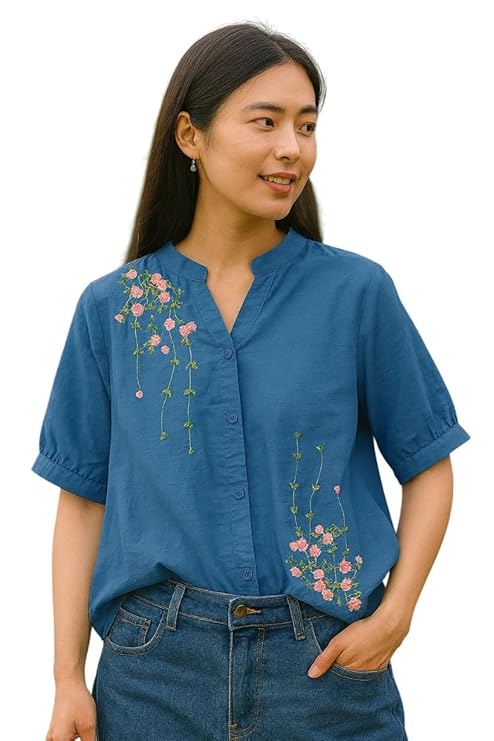 LITZO Shirts for Women - Korean Style Long Sleeve Button Down | Regular Fit Western Latest Stylish Office Wear Tops Women (NO-98-101)