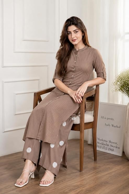 Celary Women's Kurtas & Kurtis|Printed Straight Kurti with Palazzo Pants|Ethnic Kurti Set for Woman