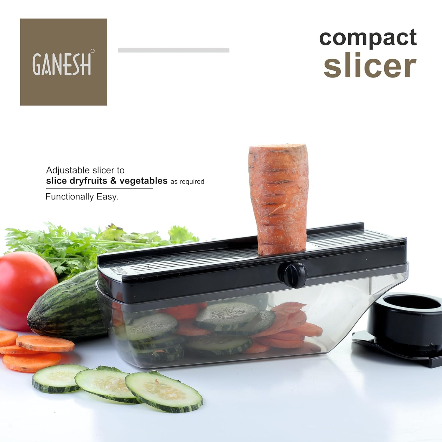 Ganesh Plastic Vegetable Slicer & Dry Fruit Cutter, Black