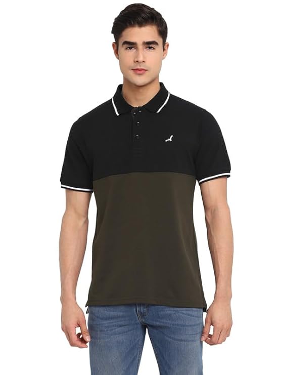 AMERICAN CREW Men's Half Sleeve Polo Collar T-Shirt, Regular Fit Cotton-Poly