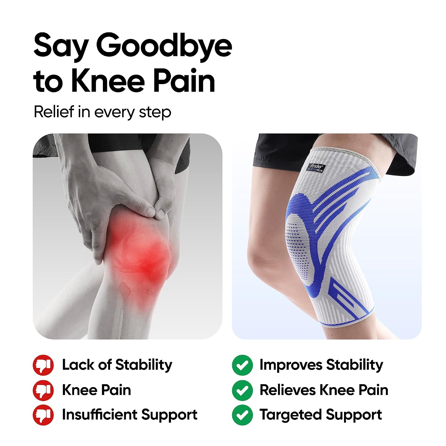 Frido Active Knee Cap Support for Men & Women | Active Compression for Pain Relief & Joint Support