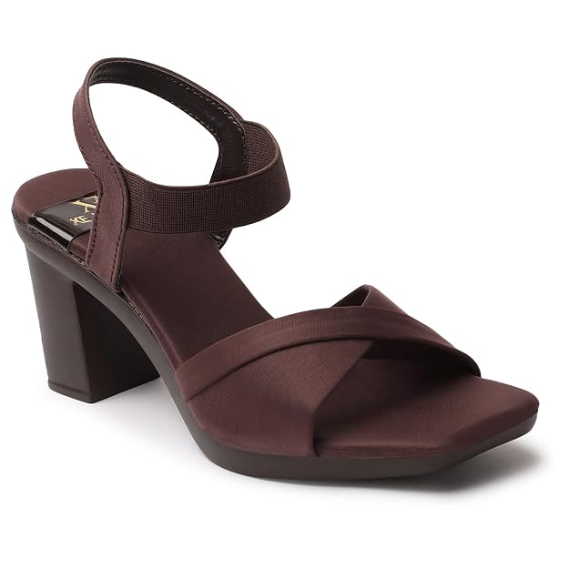 XE Looks Women's Elegant Heels | Block Heel Sandals with Stretchable Straps | Lightweight & Durable | Comfortable Cushioned Sole Heels For Girls & Women