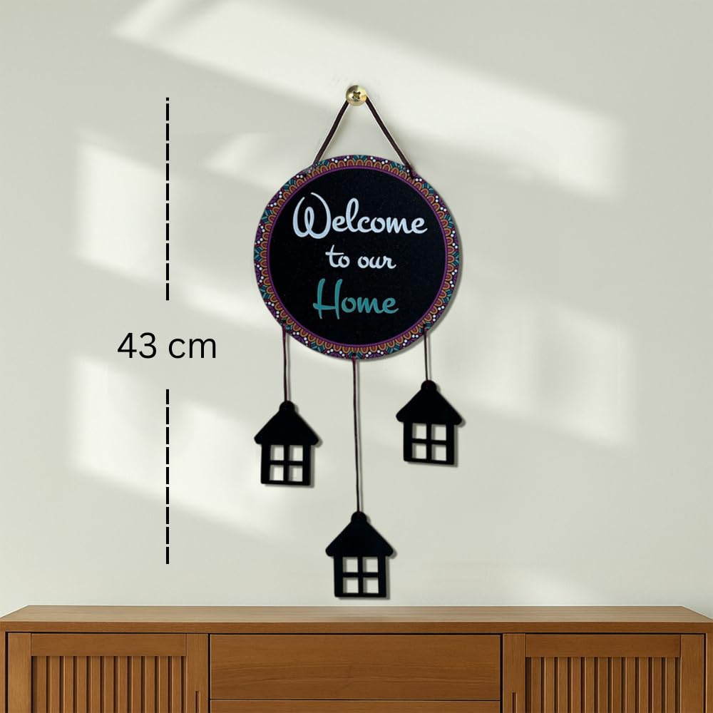 DECORIQUE Wooden Wall Hanging Welcome Sign Decorative Quote Board For Home, Door, Entrance, Hall & Office
